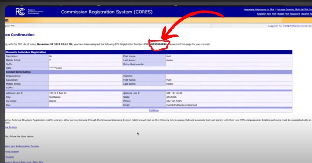 screenshot of fcc license guide